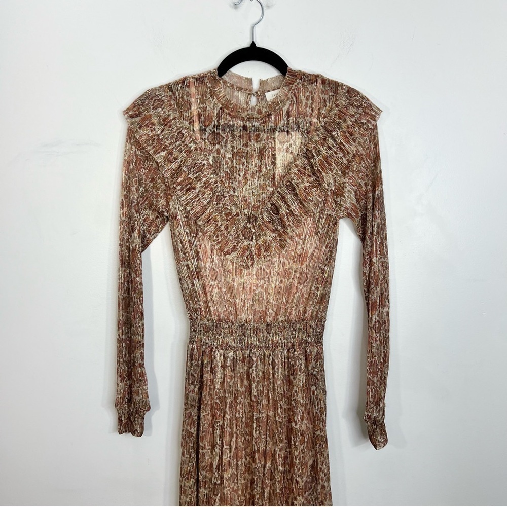 NWT Ted Baker London DEBBIX printed long sleeve sheer brown floral dress US 6 - Picture 7 of 17